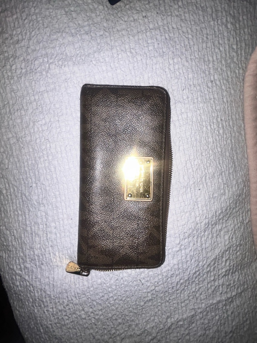 Michael Kors Brown Zip Around Wallet with Gold Hardware